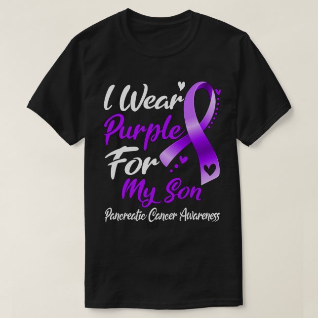 Camiseta Uso Púrpura Para Mi Hijo Awarene De Cáncer Pancreá (Diseño del anverso)