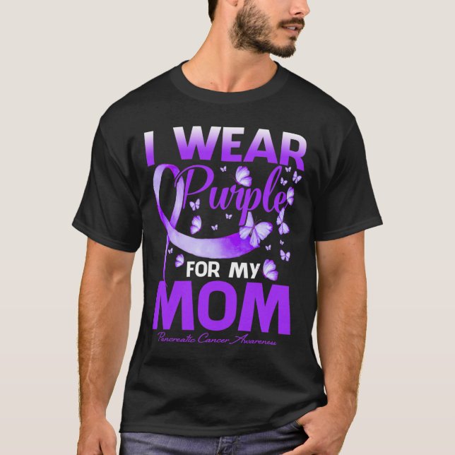 Camiseta Uso Púrpura Para Mi Mamá Awarene Pancreático Del C (Anverso)