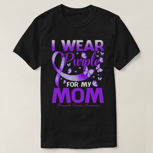 Camiseta Uso Púrpura Para Mi Mamá Awarene Pancreático Del C (Diseño del anverso)
