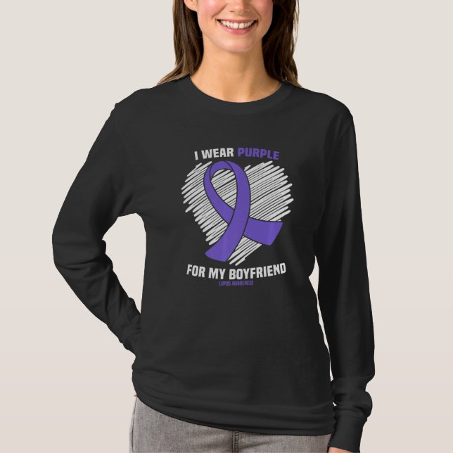 Camiseta Uso Púrpura Para Mi Novio Conciencia De Lupus (Anverso)