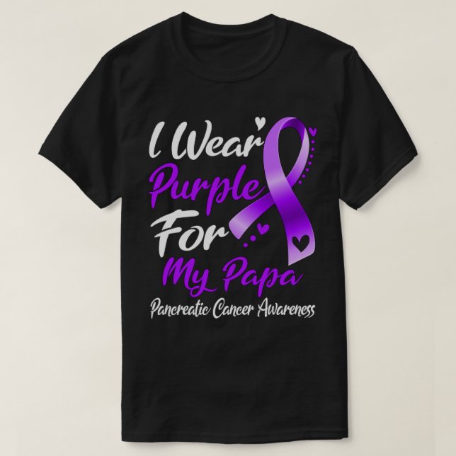 Camiseta Uso Púrpura Para Mi Papa Awaren Por El Cáncer Panc (Diseño del anverso)