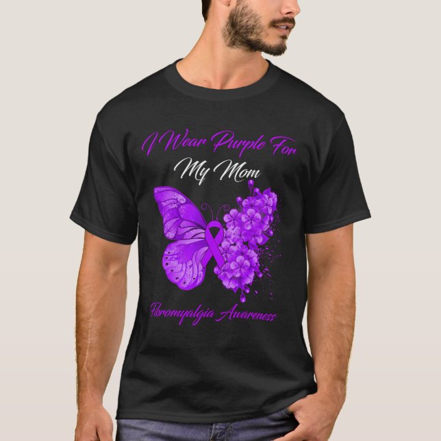 Camiseta Uso Púrpura Por Mi Mamá Fibromialgia Warrior (Anverso)