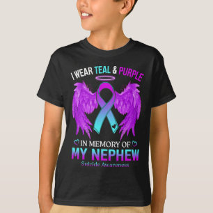 Camiseta Uso Púrpura Verde azulado En Memoria Del Suicidio 