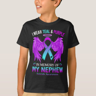 Camiseta Uso Púrpura Verde azulado En Memoria Del Suicidio