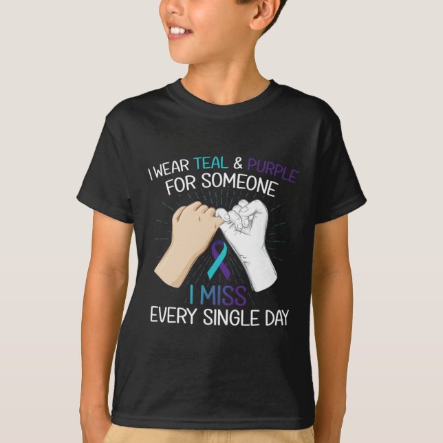 Camiseta Uso púrpura verde azulado para alguien que extraño (Anverso)
