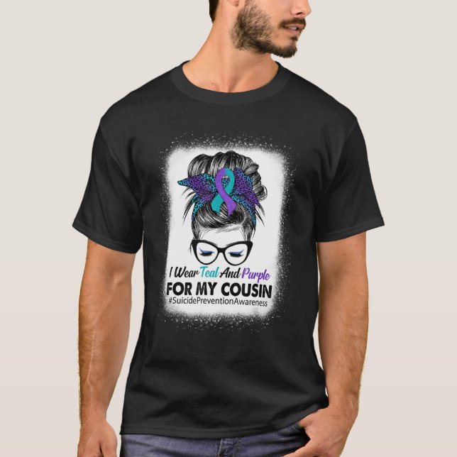 Camiseta Uso Púrpura Verde azulado Para Prevenir El Suicidi (Anverso)
