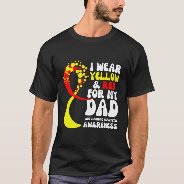 Camiseta Uso Rojo Amarillo Para Mi Papá Hepatitis Autoinmun (Anverso)