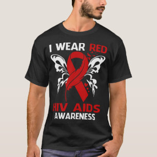 Camiseta Uso Rojo Para Concienciar Sobre El SIDA Por El VIH
