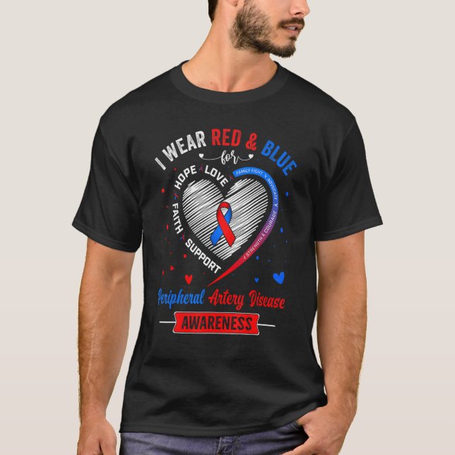Camiseta Uso Rojo Y Azul Para La Enfermedad De La Arteria P (Anverso)
