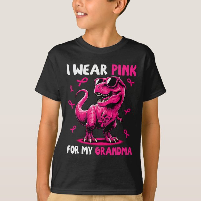 Camiseta Uso Rosa Para Mi Abuela T-rex Dinosaur Breve C (Anverso)