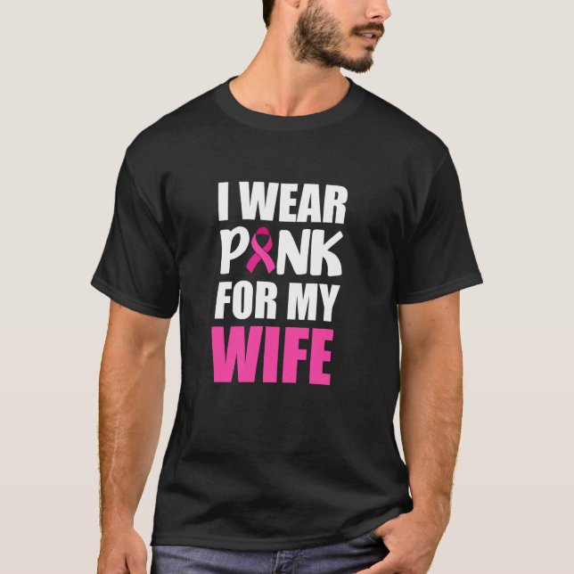 Camiseta Uso Rosa Para Mi Esposa Cáncer De Mama De Cinta Ro (Anverso)