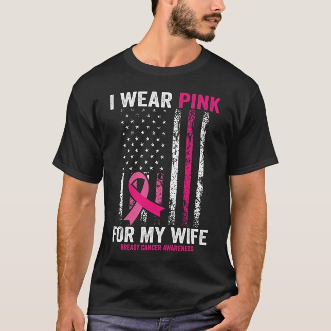 Camiseta Uso Rosa Para Mi Esposa Mes De Cáncer De Mama Apoy (Anverso)