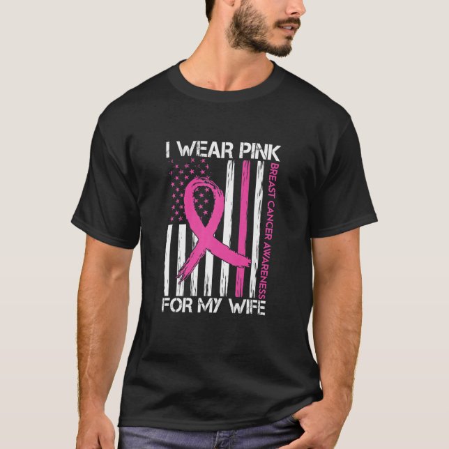 Camiseta Uso Rosa Para Mi Esposa Mes De Cáncer De Mama Apoy (Anverso)