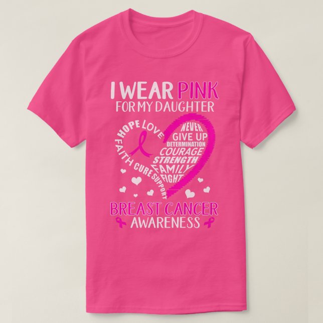 Camiseta Uso Rosa Para Mi Hija Cinta Cáncer De Mama A (Diseño del anverso)