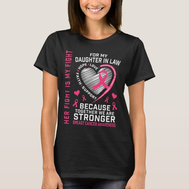 Camiseta Uso Rosa Para Mi Hija Con Cáncer De Mama De La Ley (Anverso)