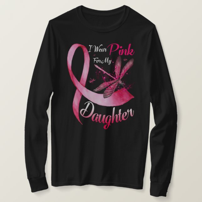 Camiseta Uso Rosa Para Mi Hija Dragonfly Cinta Rosa (Anverso del diseño)