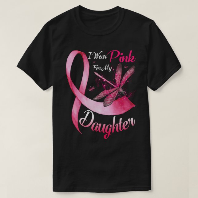 Camiseta Uso Rosa Para Mi Hija Dragonfly Cinta Rosa (Diseño del anverso)