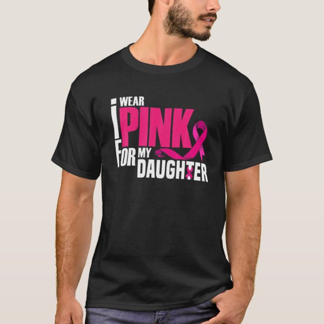 Camiseta Uso Rosa Para Mi Hija Mamá Papá Cáncer De Mama (Anverso)