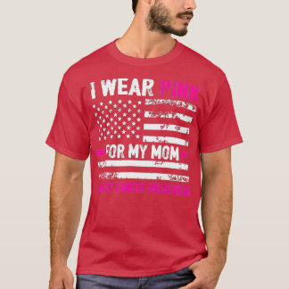 Camiseta Uso Rosa Para Mi Mamá Bandera Americana Cáncer De 