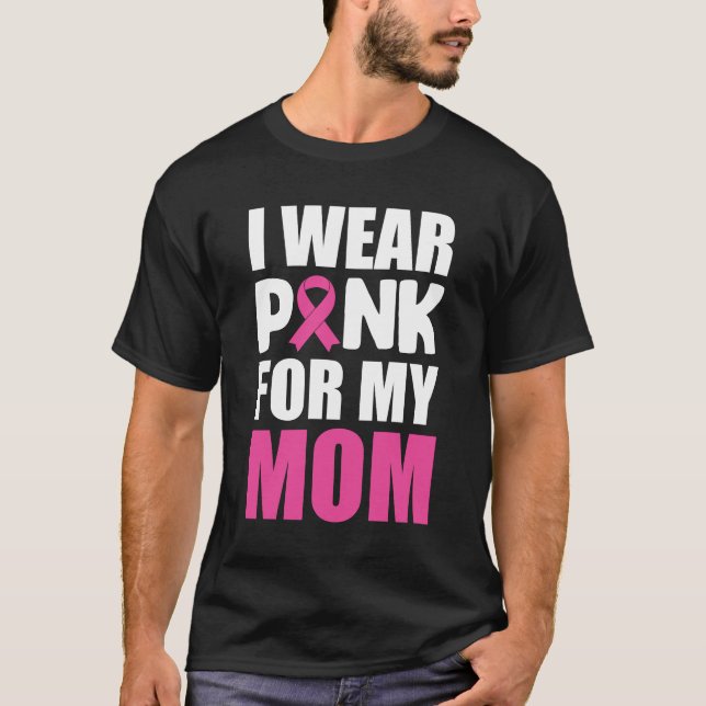 Camiseta Uso Rosa Para Mi Mamá Cáncer De Mama De Cinta Rosa (Anverso)