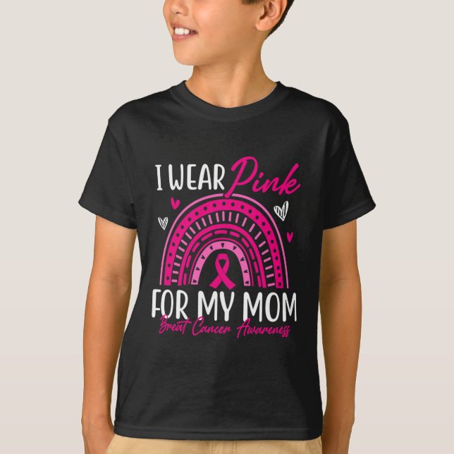 Camiseta Uso Rosa Para Mi Mamá Cáncer De Mama De Cinta Rosa (Anverso)