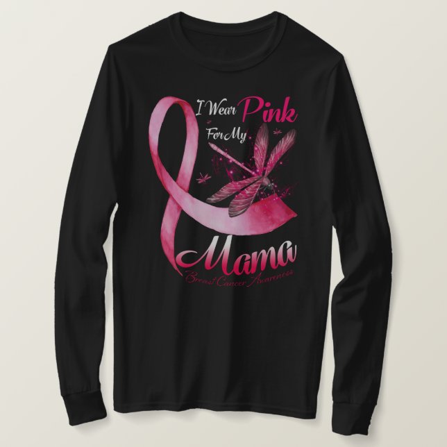 Camiseta Uso Rosa Para Mi Mamá Dragonfly Cinta Rosa Brea (Anverso del diseño)