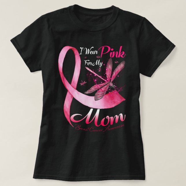 Camiseta Uso Rosa Para Mi Mamá Dragonfly Pink Ribbon Breas (Diseño del anverso)