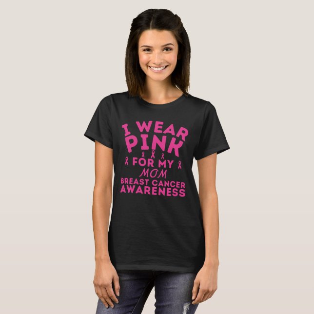 Camiseta Uso Rosa Para Mi Mamá Personalizado De Cáncer De M (Anverso completo)