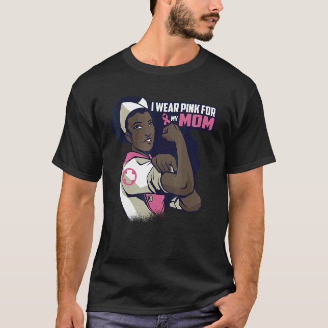 Camiseta Uso Rosa Para Mi Mamá Ribbon Melanin Black Q (Anverso)