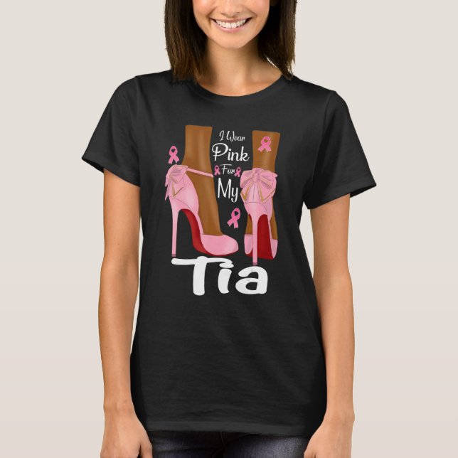Camiseta Uso Rosa Para Mi Tia Ribbon Melanin Black Q (Anverso)