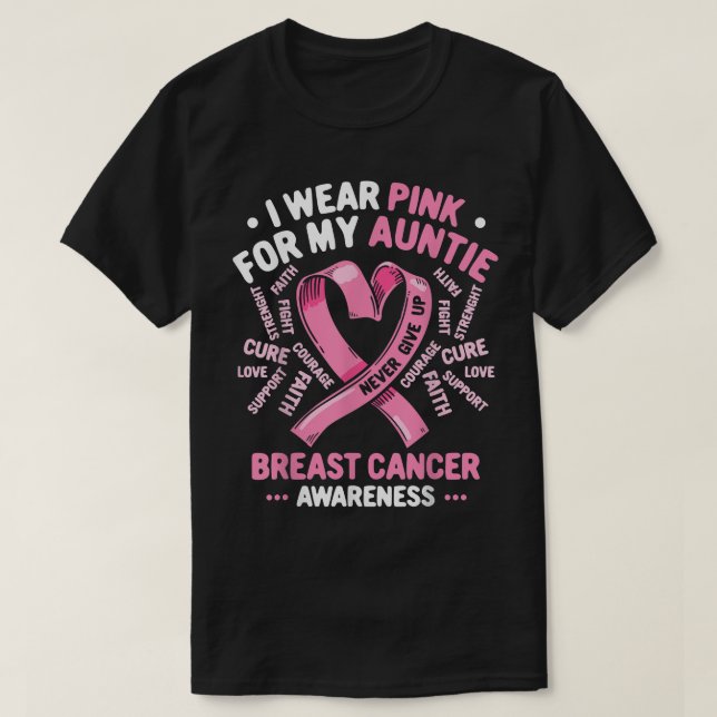 Camiseta Uso Rosa Por Mi Tía De Cáncer De Mama, Consciente (Diseño del anverso)