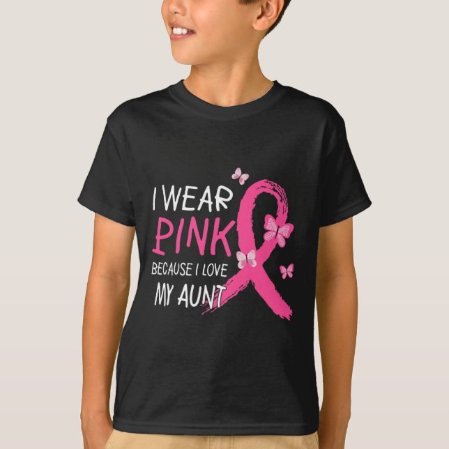 Camiseta Uso Rosa Porque Amo El Cáncer De Mama De Tía A (Anverso)