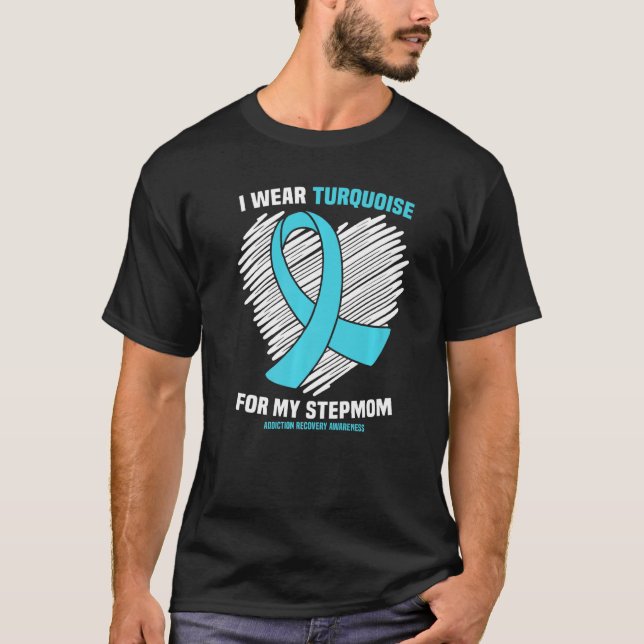 Camiseta Uso Turquesa Para La Recuperación De Adicción De M (Anverso)