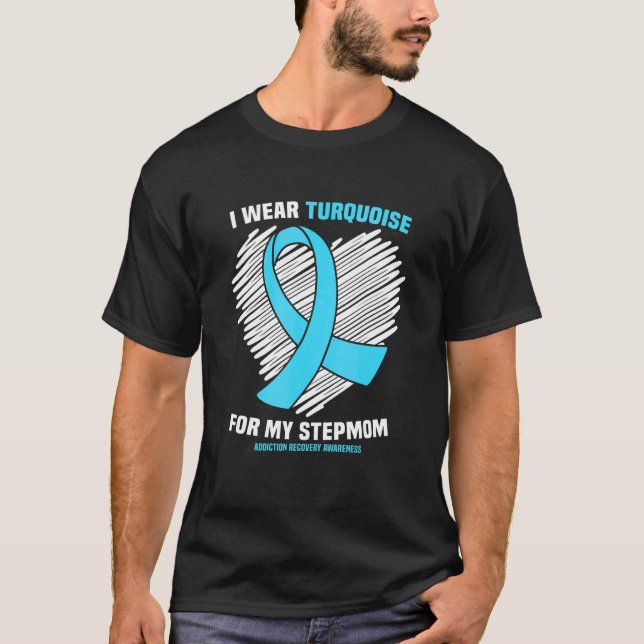 Camiseta Uso Turquesa Para La Recuperación De Adicción De M (Anverso)