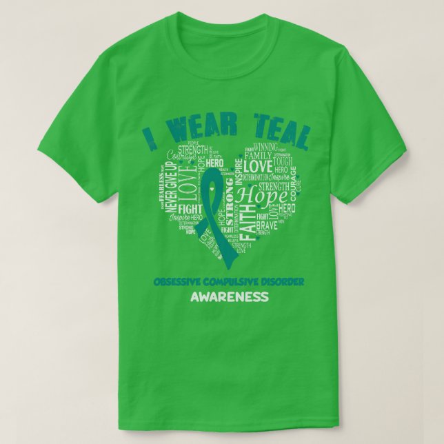 Camiseta Uso Verde azulado Para Concienciación De OCD Fe Es (Diseño del anverso)