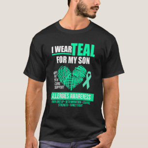 Camiseta Uso Verde azulado Para El Hijo Alimentos Alergia M