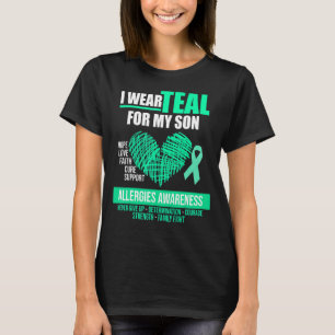 Camiseta Uso Verde azulado Para El Hijo Alimentos Alergia M