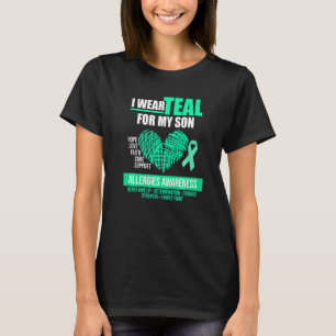 Camiseta Uso Verde azulado Para El Hijo Alimentos Alergia M