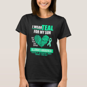 Camiseta Uso Verde azulado Para El Hijo Alimentos Alergia M