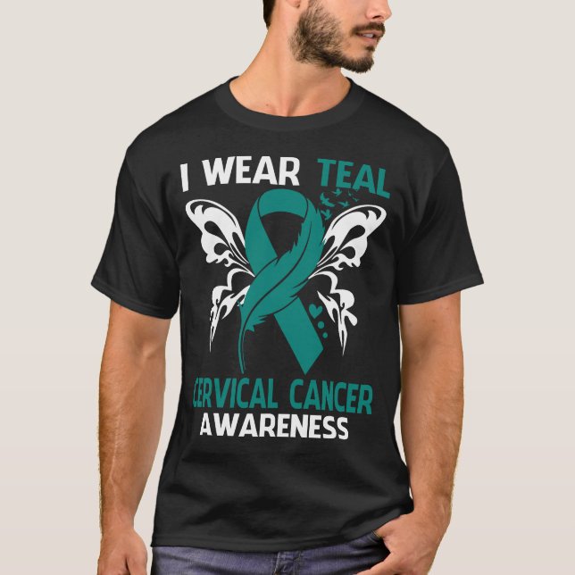 Camiseta Uso Verde azulado Para La Conciencia Del CÁNCER CE (Anverso)