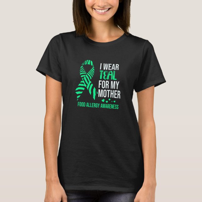 Camiseta Uso Verde azulado Para La Madre Alimentos Alergia  (Anverso)