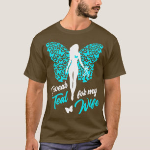 Camiseta Uso Verde azulado Para Mi Esposa Cáncer De Ovario 