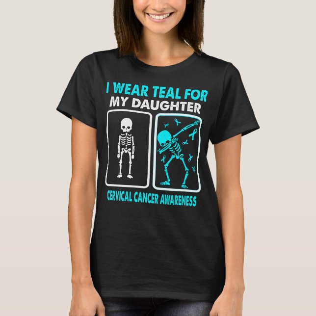Camiseta Uso Verde azulado Para Mi Hija CÁNCER CERVICAL (Anverso)
