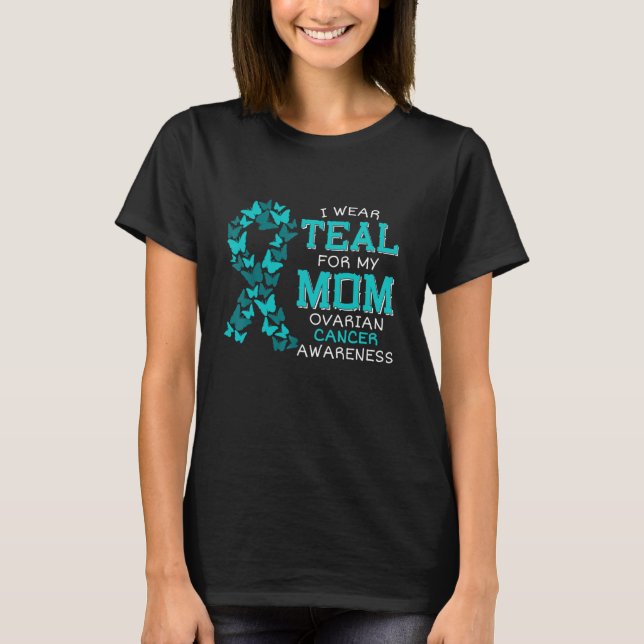 Camiseta Uso Verde azulado Para Mi Madre Carcinoma De Cánce (Anverso)