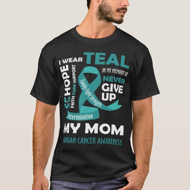 Camiseta Uso Verde azulado Para Mi Mamá - Regalos De Cáncer (Anverso)