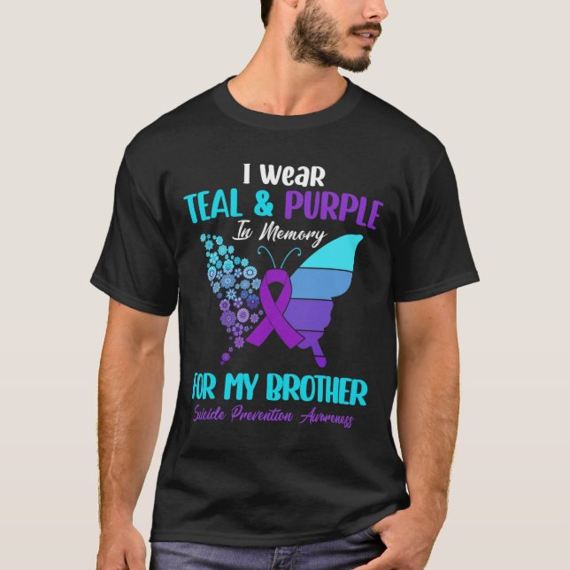 Camiseta Uso Verde azulado Y Morado En Memoria Del Hermano  (Anverso)
