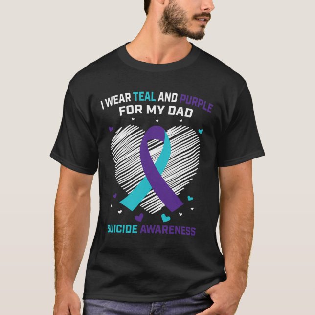 Camiseta Uso Verde azulado Y Morado Para Concienciar A Papá (Anverso)