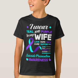 Camiseta Uso Verde azulado Y Morado Para Evitar El Suicidio