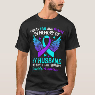 Camiseta Uso Verde azulado Y Morado Para Mi Esposo Suicidio