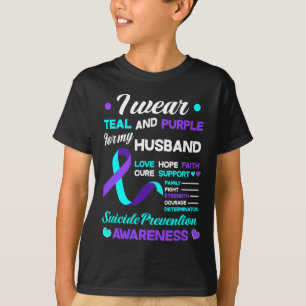 Camiseta Uso Verde azulado Y Morado Para Mi Esposo Suicidio